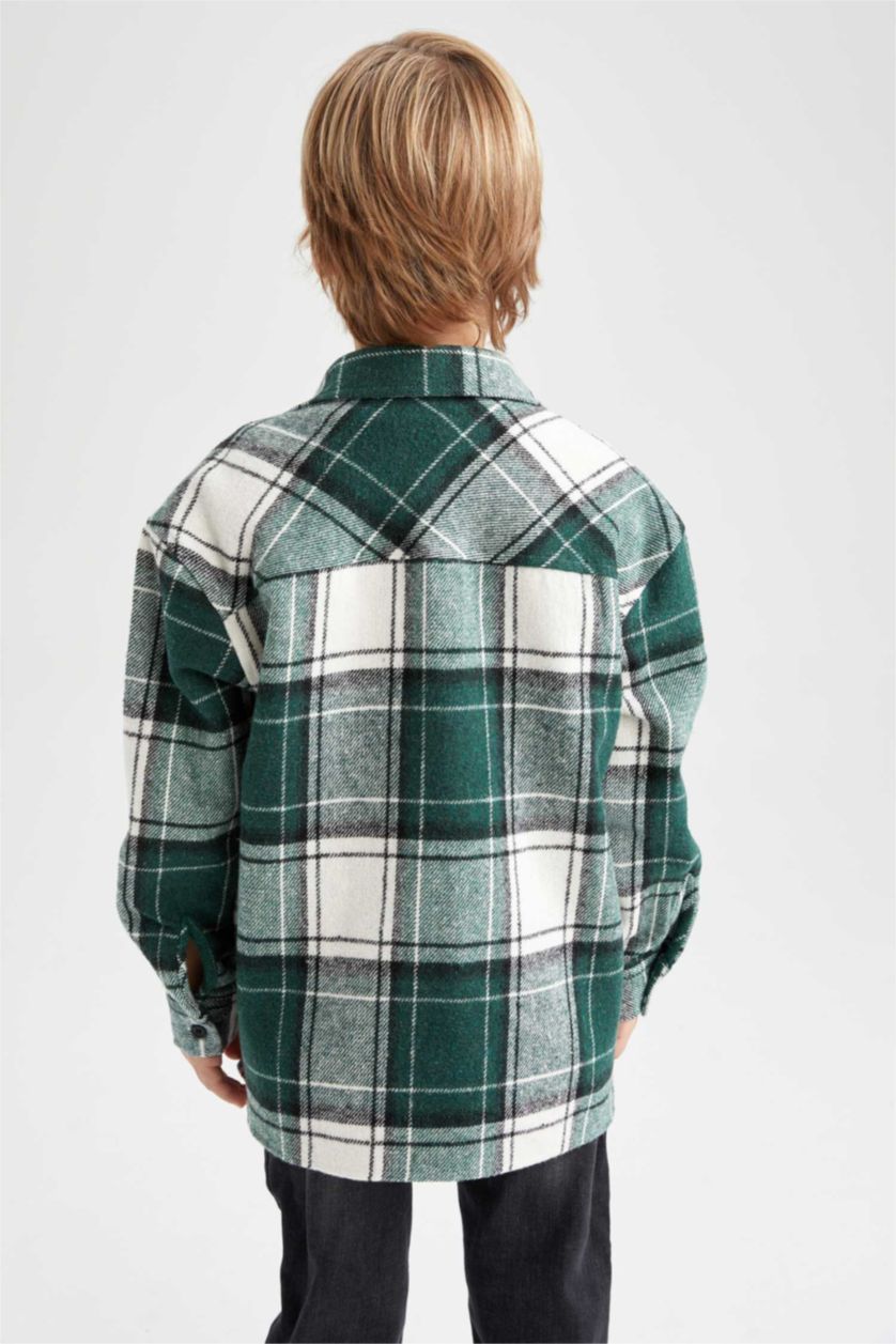 GARÇONS Vert Chemises à manches longues Flanelle Col Polo Garçon