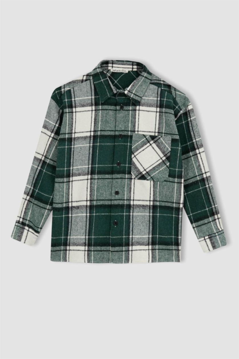 GARÇONS Vert Chemises à manches longues Flanelle Col Polo Garçon