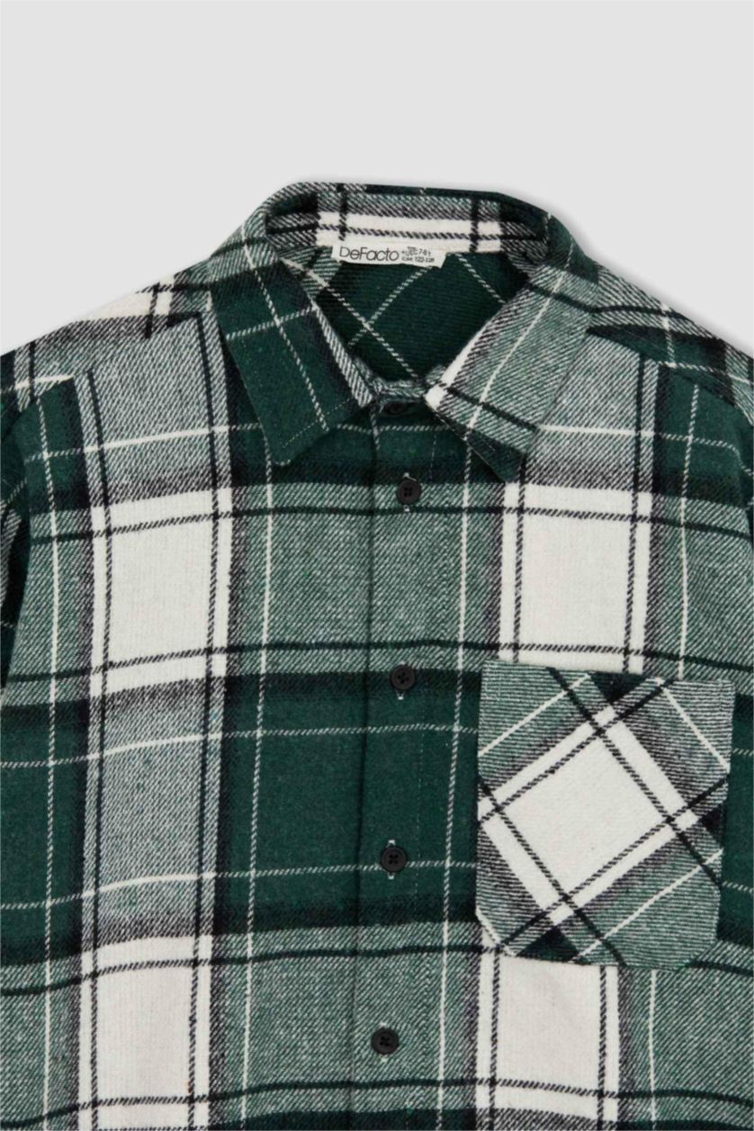 GARÇONS Vert Chemises à manches longues Flanelle Col Polo Garçon