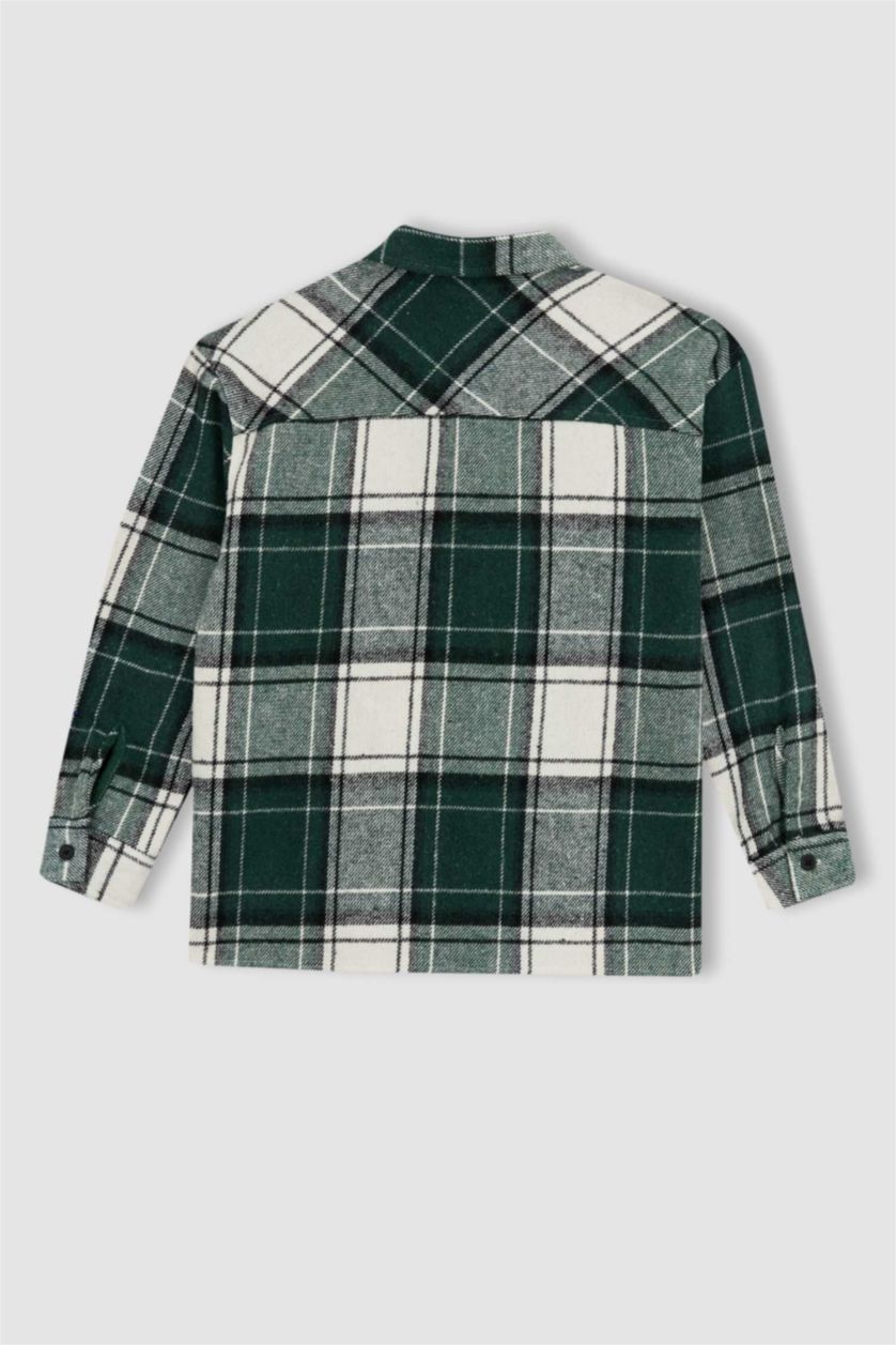 GARÇONS Vert Chemises à manches longues Flanelle Col Polo Garçon
