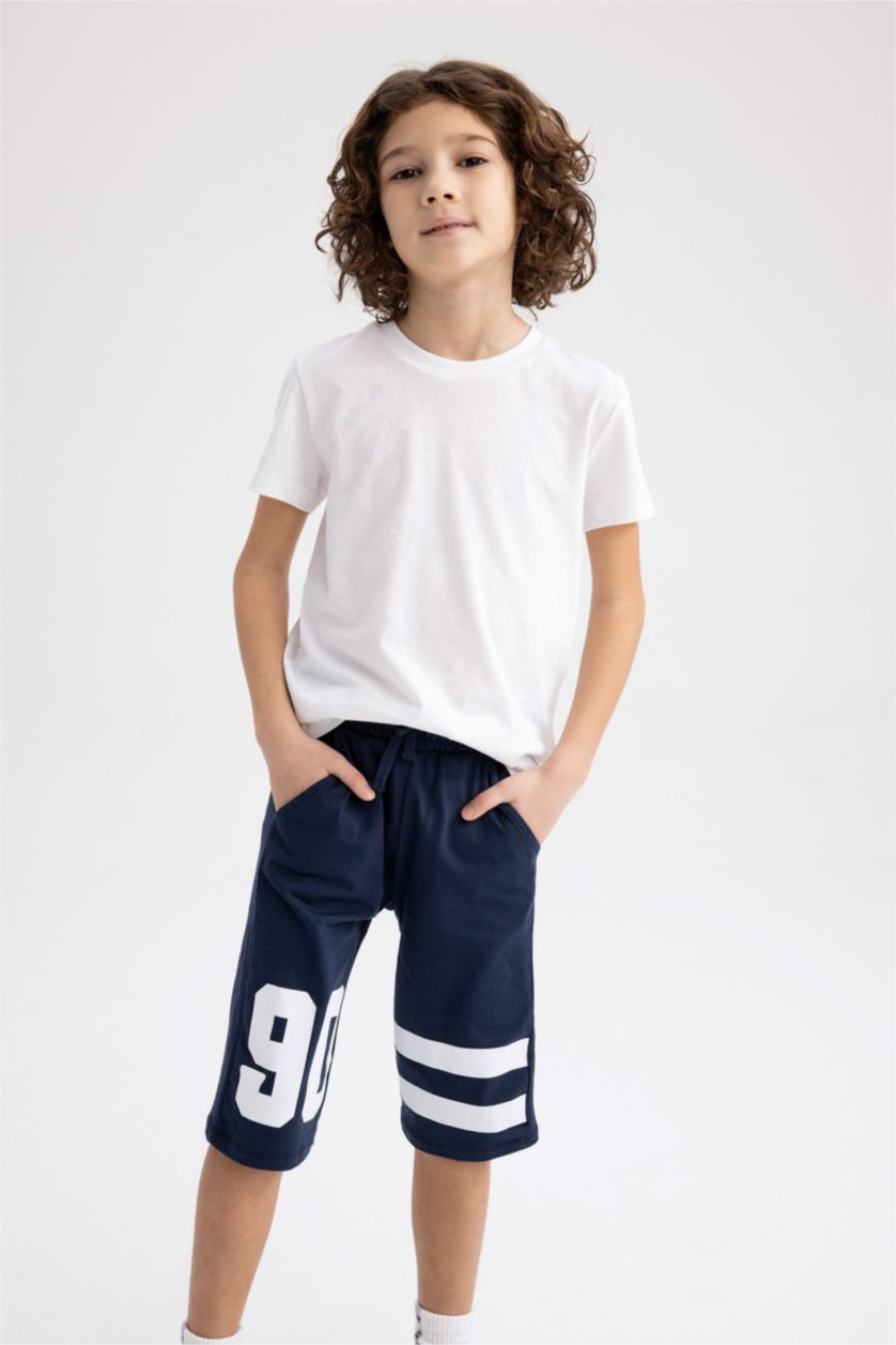 أولادي نيلي شورت اولادي طويل قطن ممشط قصة عادية