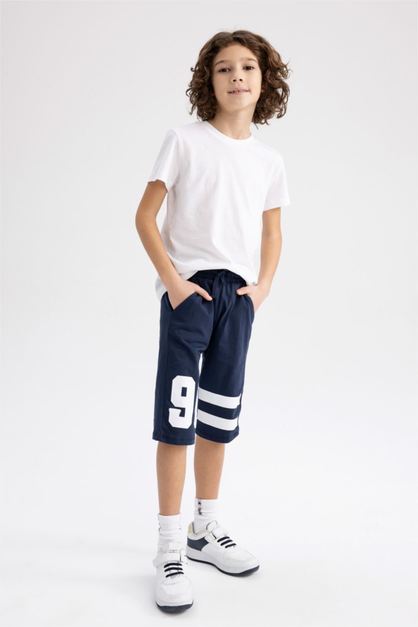 أولادي نيلي شورت اولادي طويل قطن ممشط قصة عادية