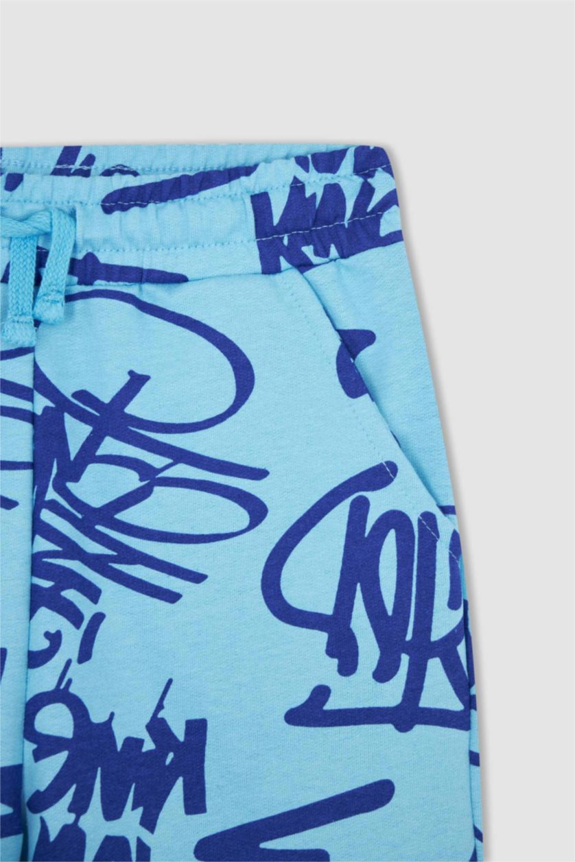 GARÇONS Turquoise Short Tissu Sweat Fin Ourlet régulier