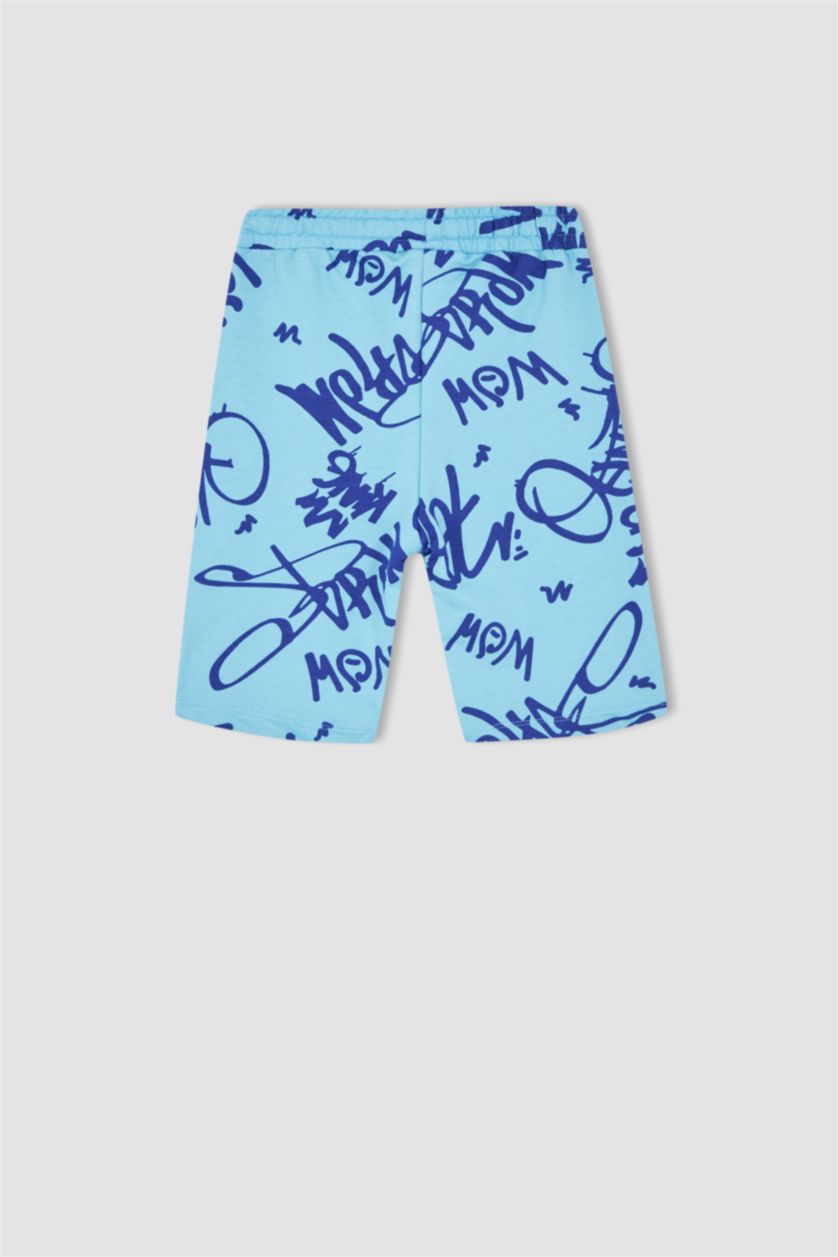 GARÇONS Turquoise Short Tissu Sweat Fin Ourlet régulier