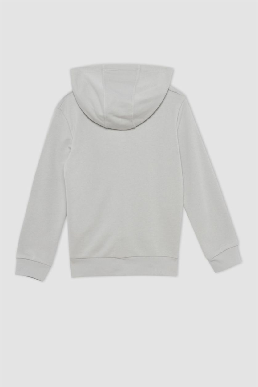 أولاد حجري فاتح طقم ولادي بغطاء للرأس مطبوع - قطعتين