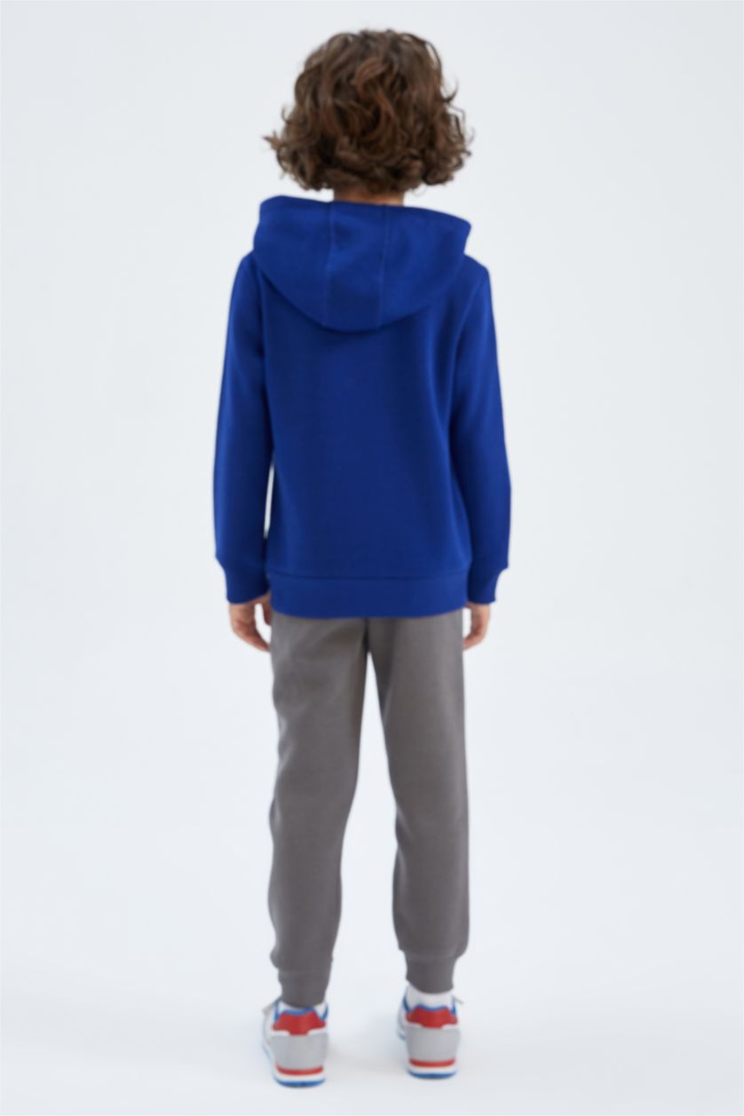 أولاد أزرق فاقع طقم ولادي بغطاء للرأس مطبوع - قطعتين