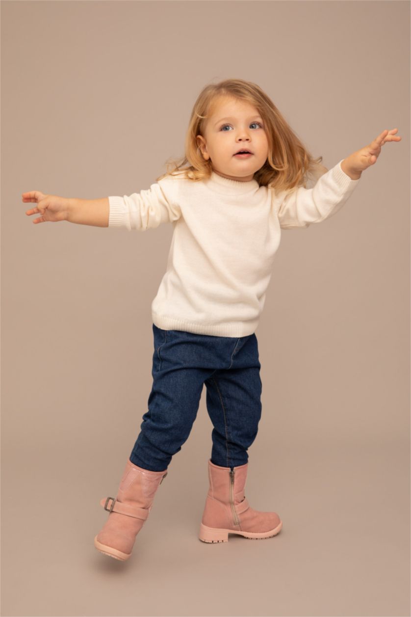 BÉBÉ FILLE Beige Pull Col Ras Du Cou BéBé Fille