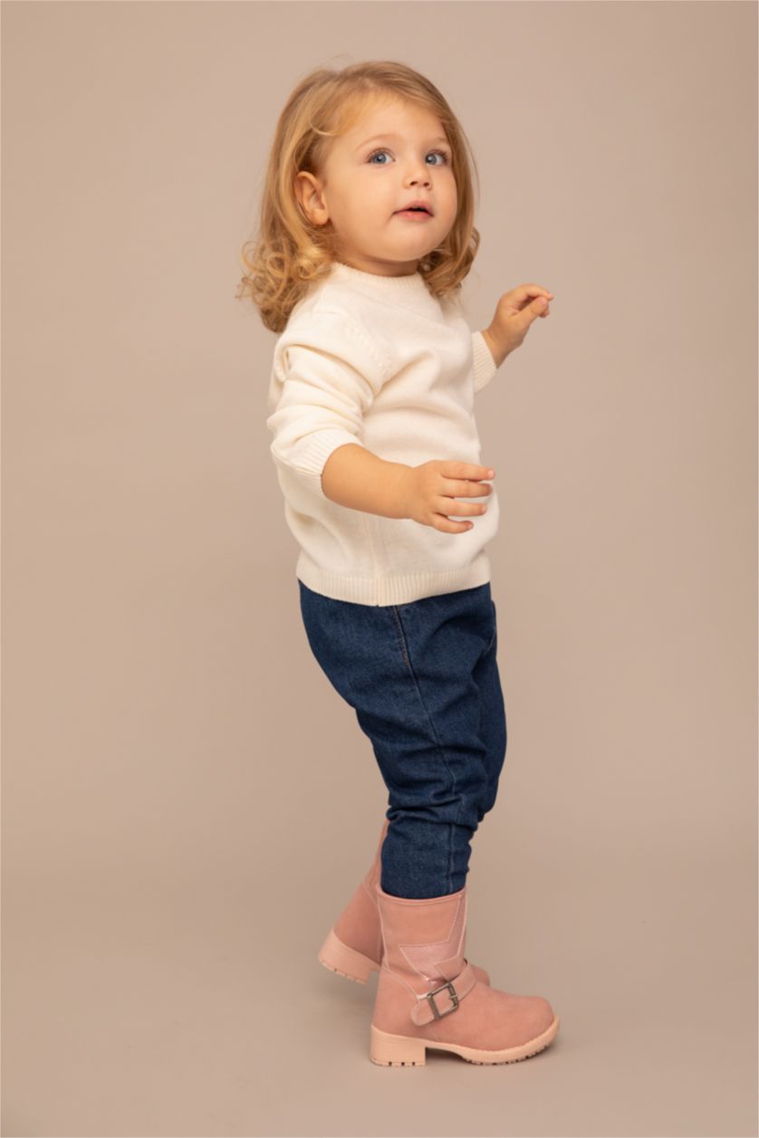 BÉBÉ FILLE Beige Pull Col Ras Du Cou BéBé Fille