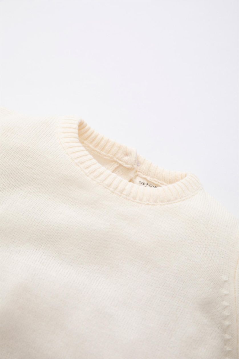 BÉBÉ FILLE Beige Pull Col Ras Du Cou BéBé Fille