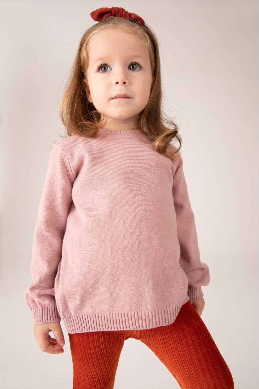 BÉBÉ FILLE Rose Pull ultra doux à col rond Coupe régulière pour bébé fille