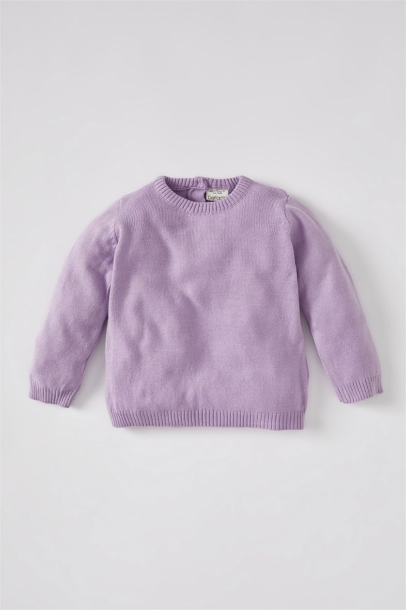 BÉBÉ FILLE Violet Clair Pull Col Ras Du Cou BéBé Fille