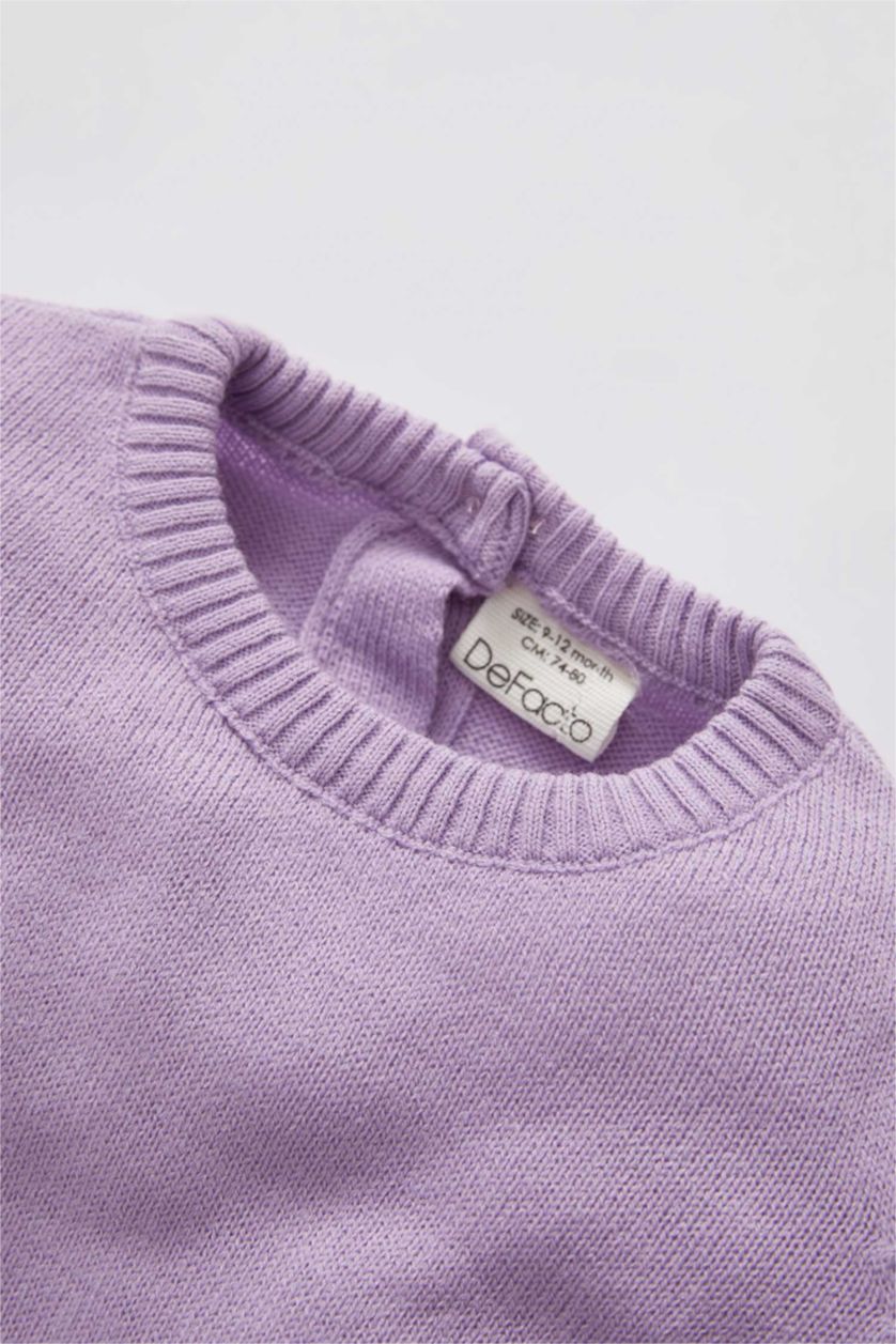 BÉBÉ FILLE Violet Clair Pull Col Ras Du Cou BéBé Fille