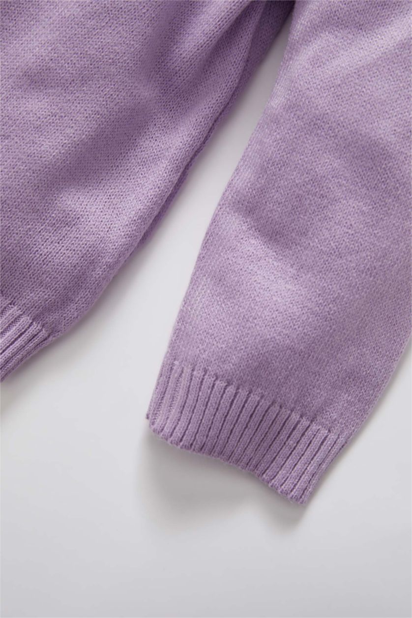 BÉBÉ FILLE Violet Clair Pull Col Ras Du Cou BéBé Fille