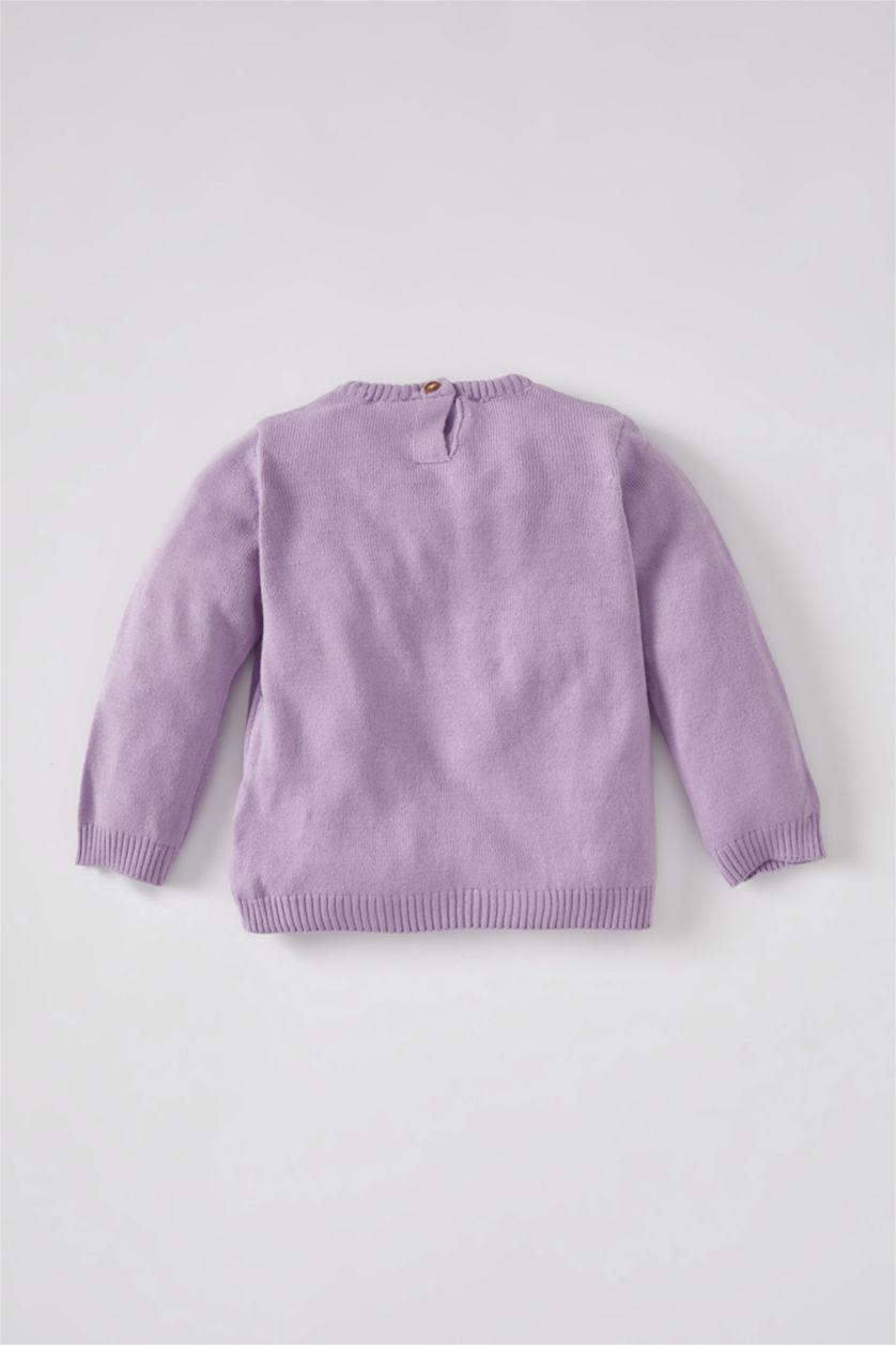 BÉBÉ FILLE Violet Clair Pull Col Ras Du Cou BéBé Fille