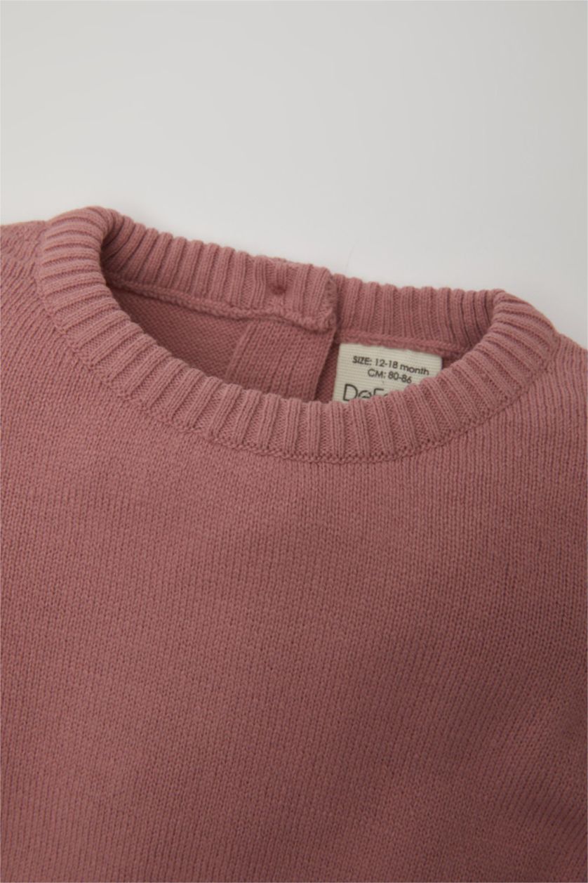 BÉBÉ FILLE Bordeaux Pull  en tricot basique bordeaux à col rond pour bébé fille