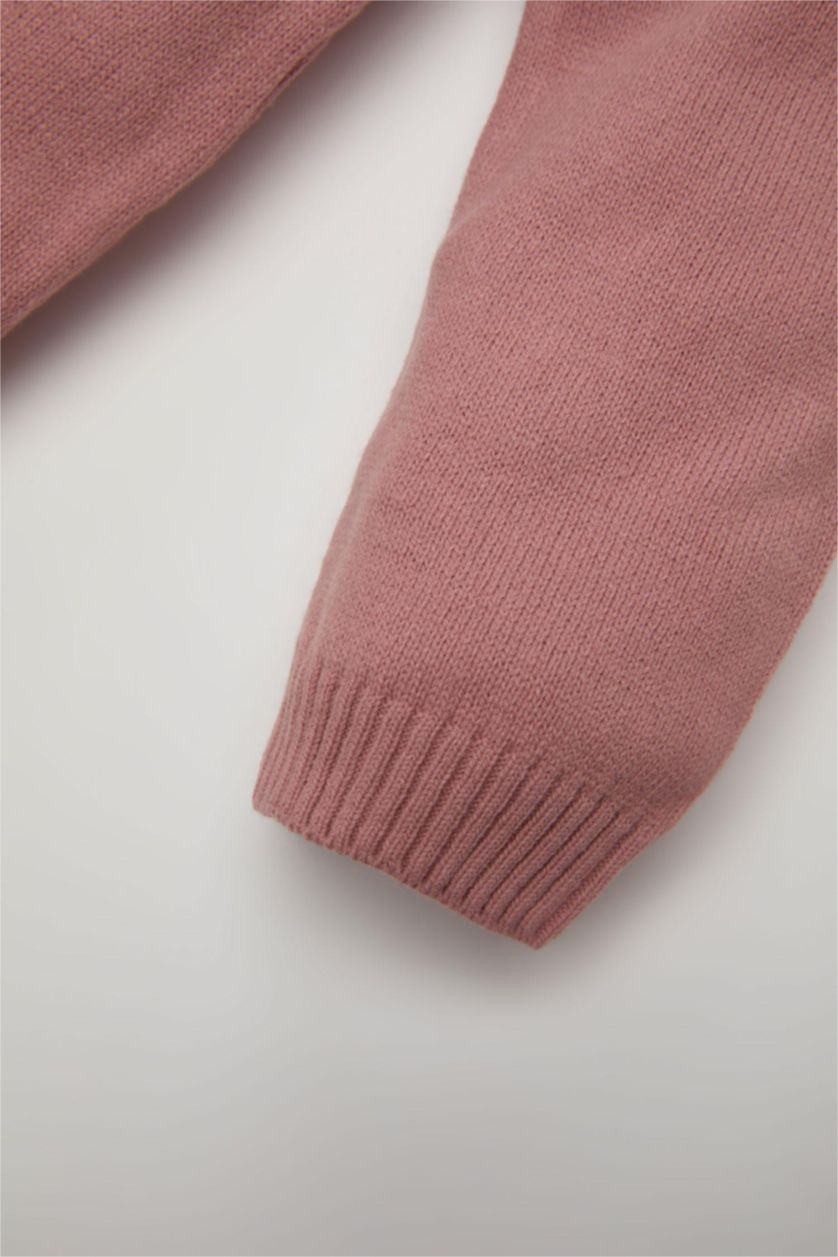 BÉBÉ FILLE Bordeaux Pull  en tricot basique bordeaux à col rond pour bébé fille