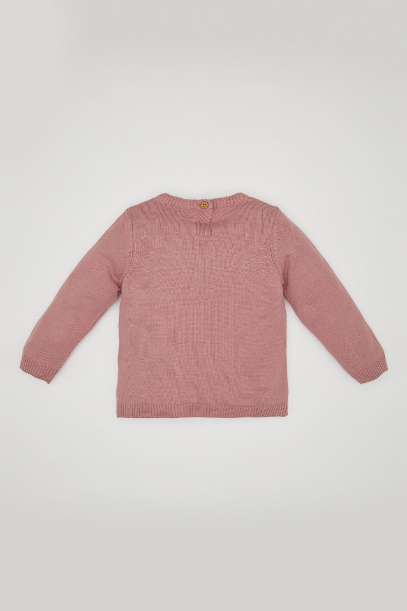 BÉBÉ FILLE Bordeaux Pull  en tricot basique bordeaux à col rond pour bébé fille