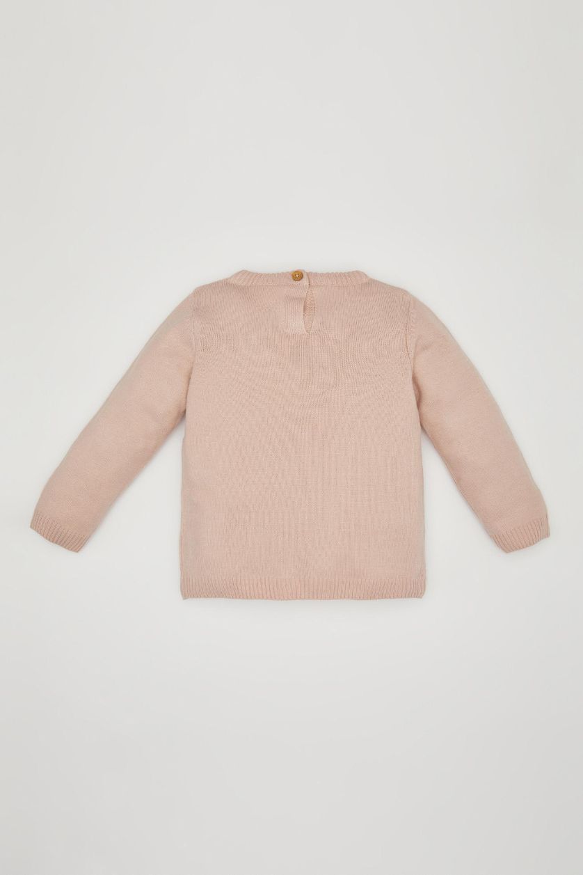 Малыши девочки Светло-розовый Свитер с круглым вырезом для малышей девочек