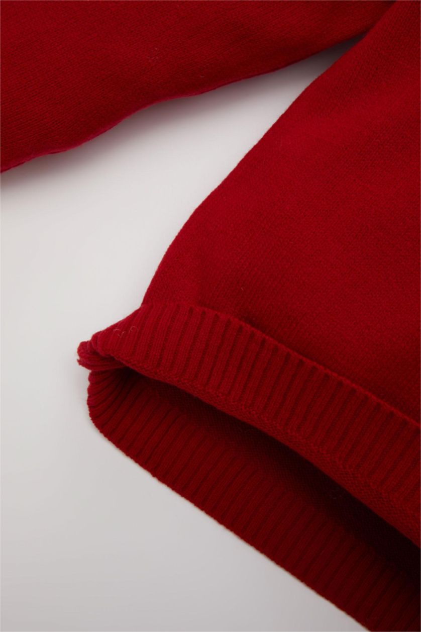 BÉBÉ FILLE Rouge Pull en tricot basique rouge-rose à col rond pour bébé fille