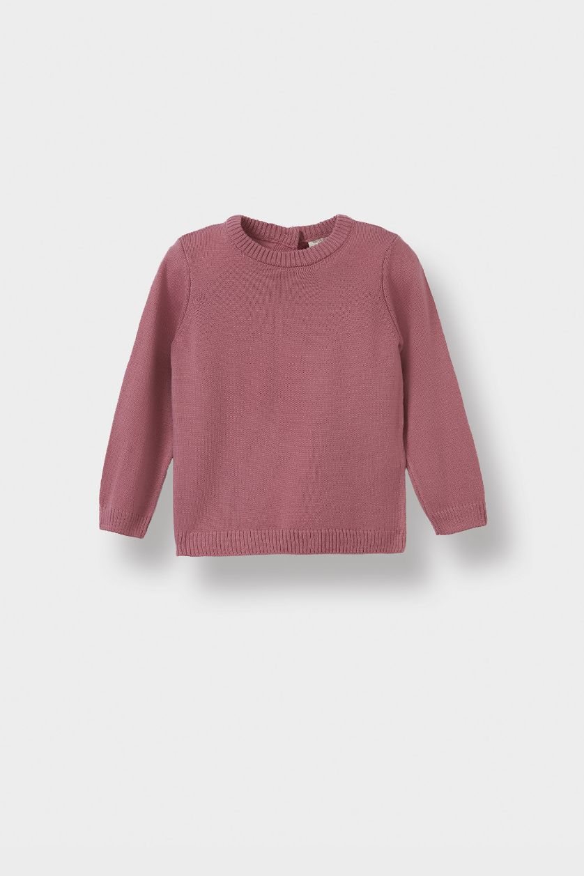 Kız Bebek Gülkurusu Bisiklet Yaka Triko Kazak Kız Bebek