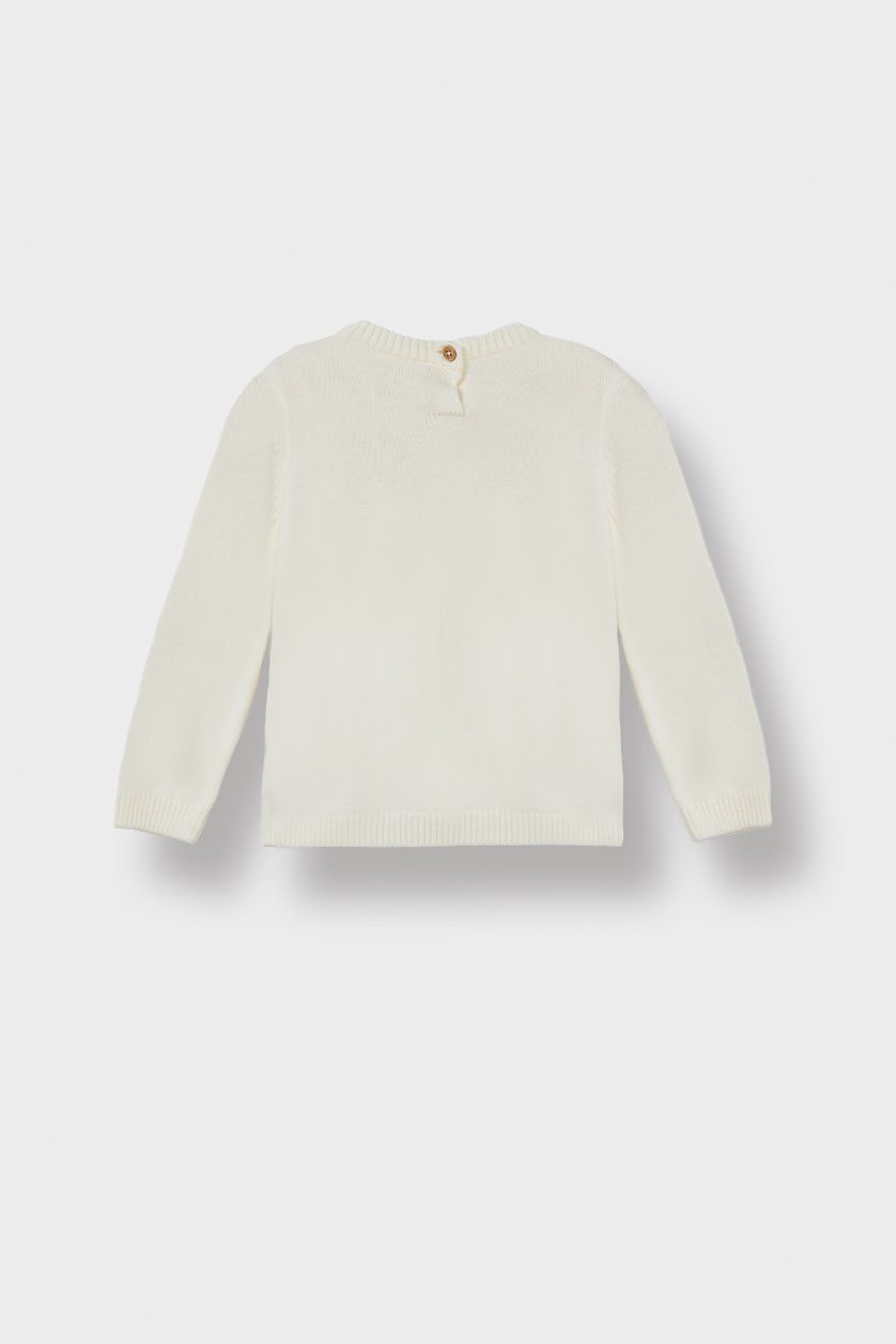 BABY GIRL Ecru Baby Girl Regular Fit Crew Neck Pullover