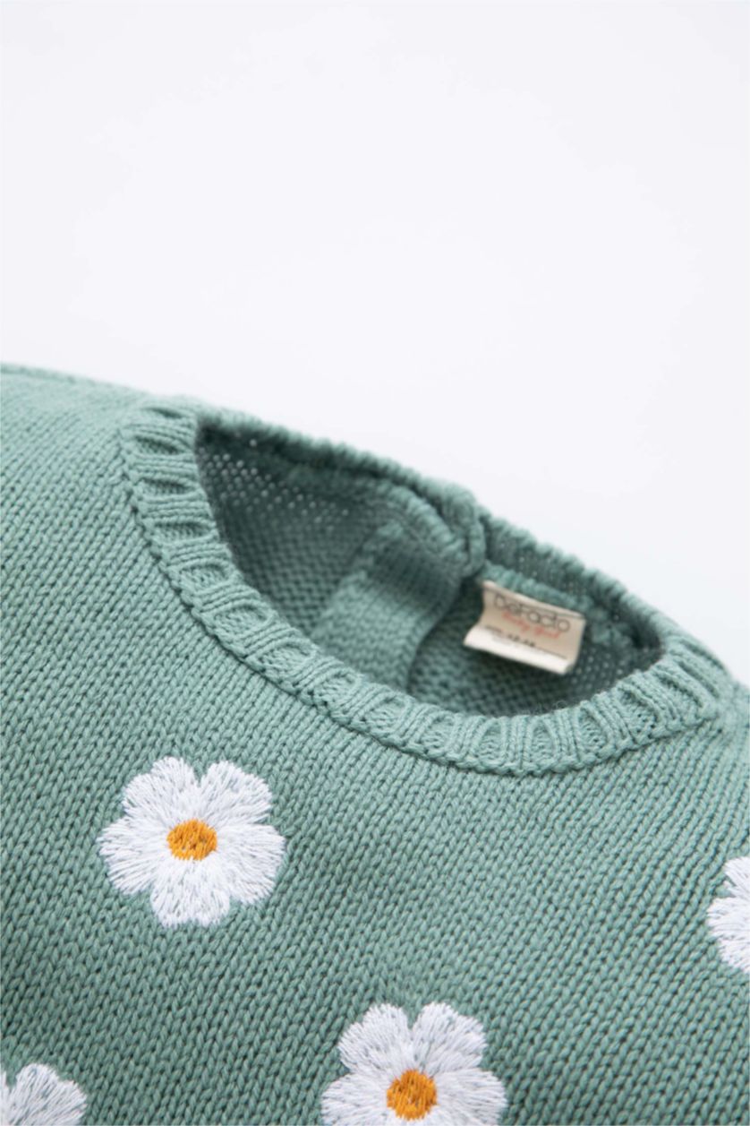 BÉBÉ FILLE Bleu Pull à motif floral à Col rond et Coupe régulière pour BéBé Fille