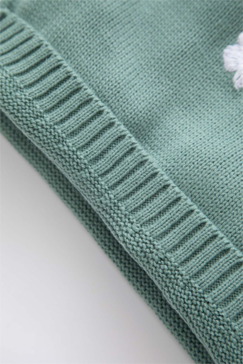 BÉBÉ FILLE Bleu Pull à motif floral à Col rond et Coupe régulière pour BéBé Fille