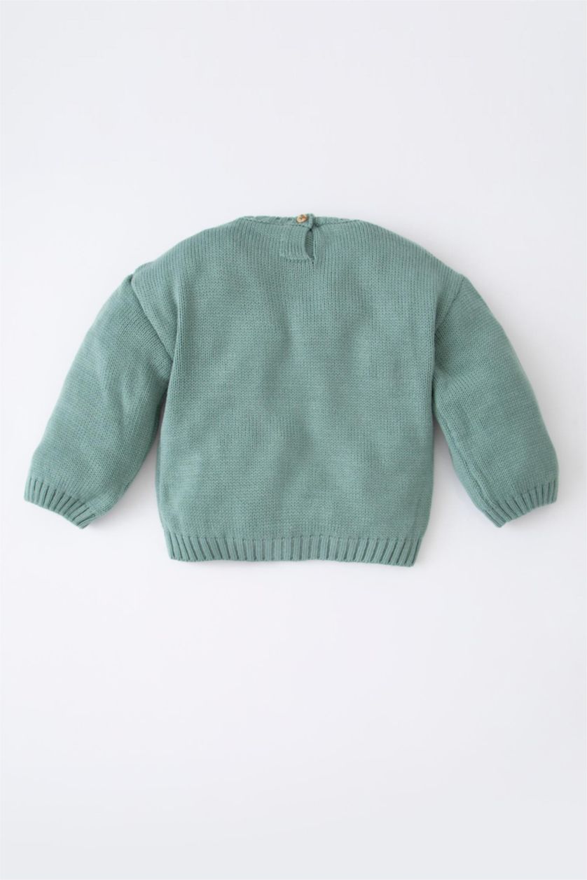 BÉBÉ FILLE Bleu Pull à motif floral à Col rond et Coupe régulière pour BéBé Fille