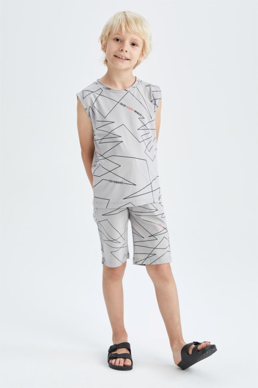 BOYS & TEENS Grey Boy Geometric Print Bermuda Short
