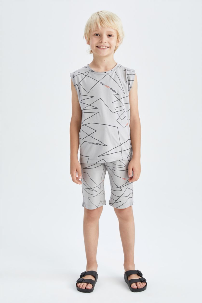 BOYS & TEENS Grey Boy Geometric Print Bermuda Short