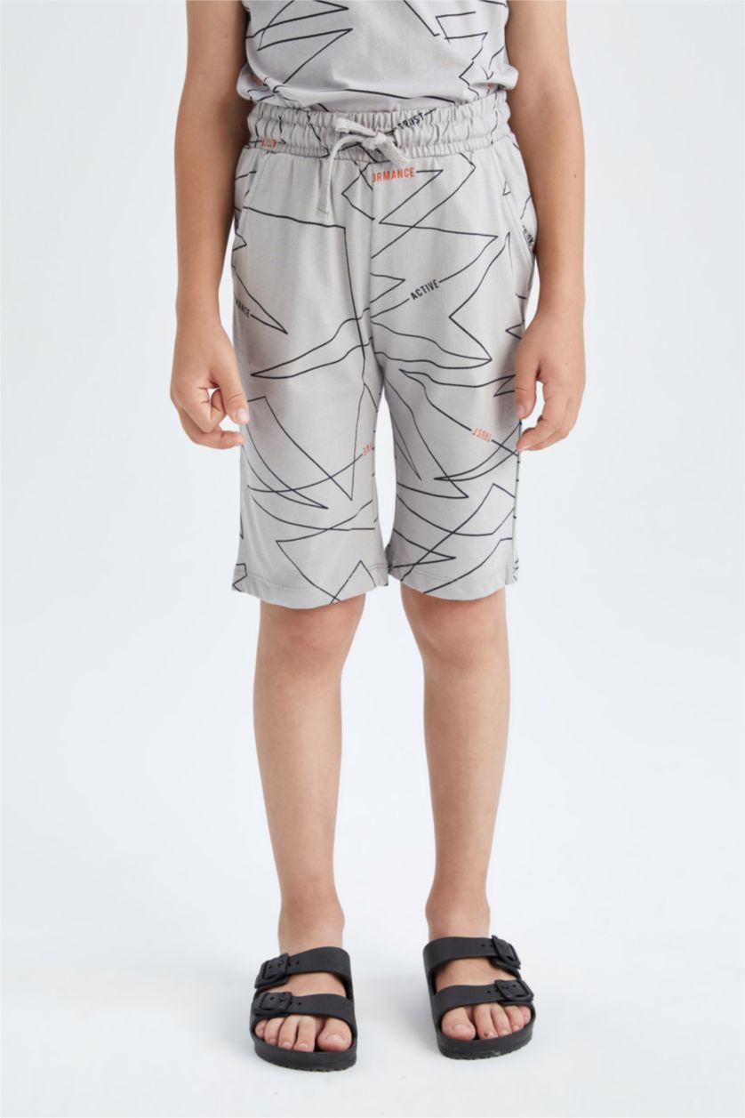 BOYS & TEENS Grey Boy Geometric Print Bermuda Short
