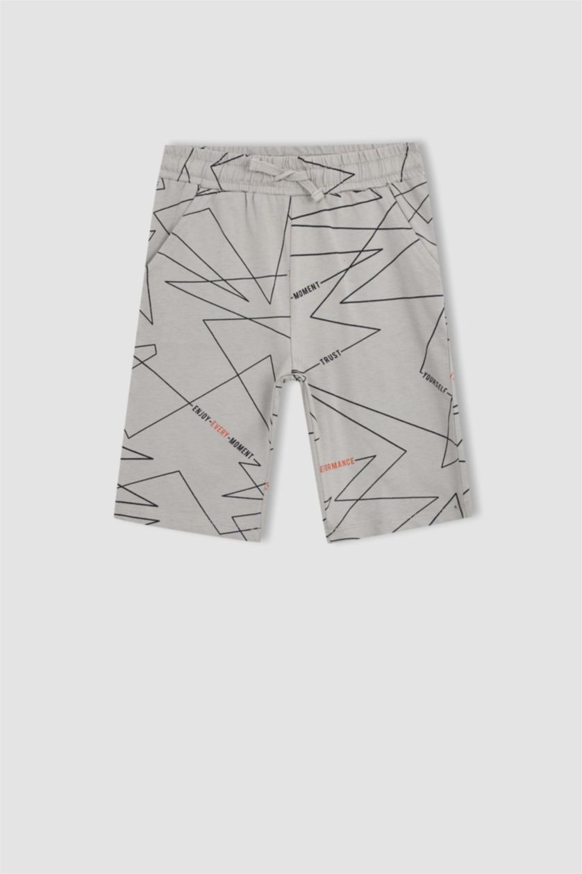 BOYS & TEENS Grey Boy Geometric Print Bermuda Short