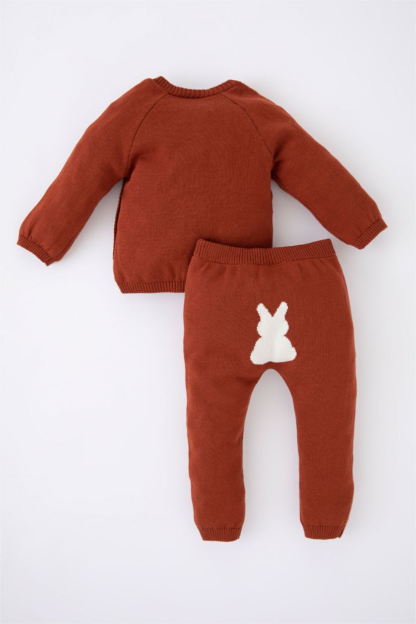 BÉBÉ GARÇON Orange Ensemble Pull Et Pantalon En Molleton À Motif Coupe Classique - Deux Pièces