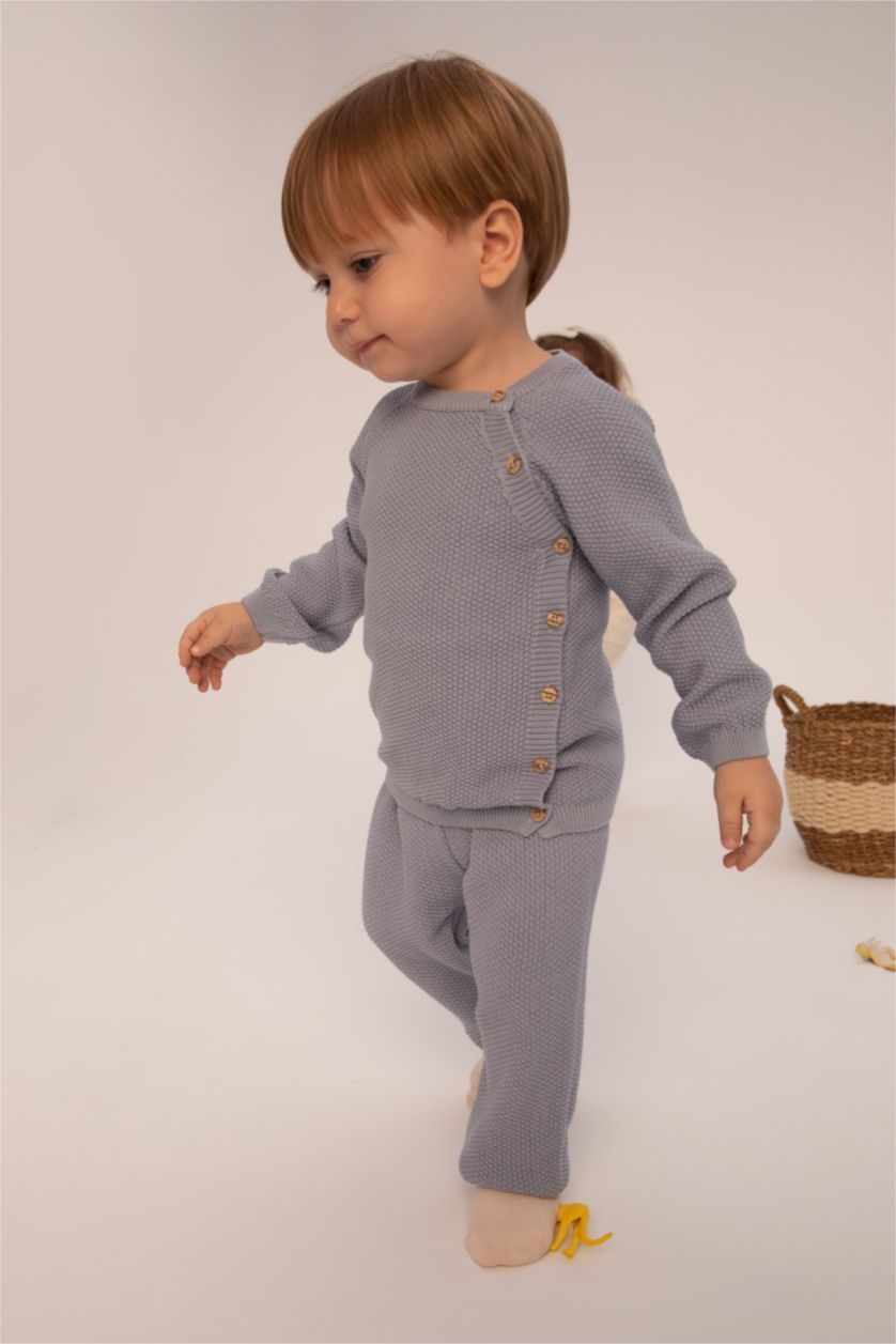 Erkek Bebek Açık Mavi Erkek Bebek Kazak Pantolon Triko Takım