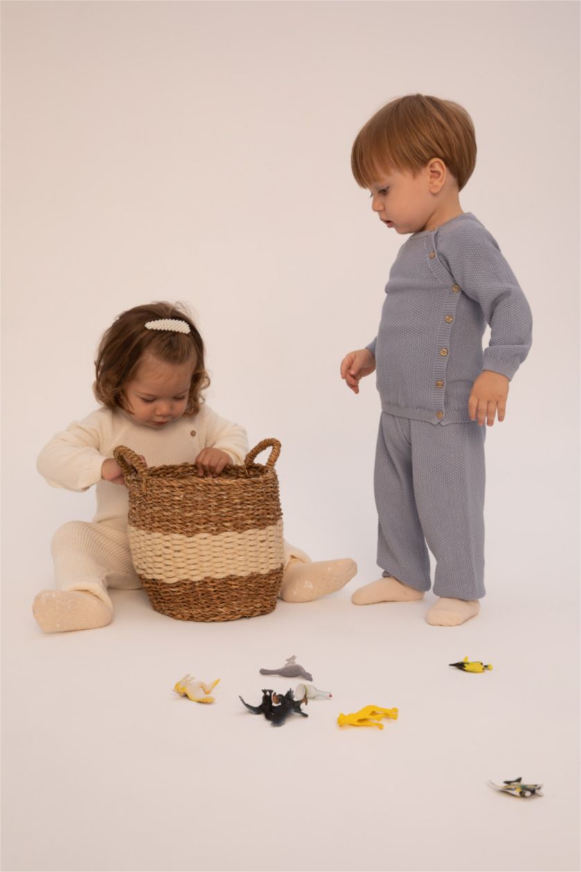 Erkek Bebek Açık Mavi Erkek Bebek Kazak Pantolon Triko Takım