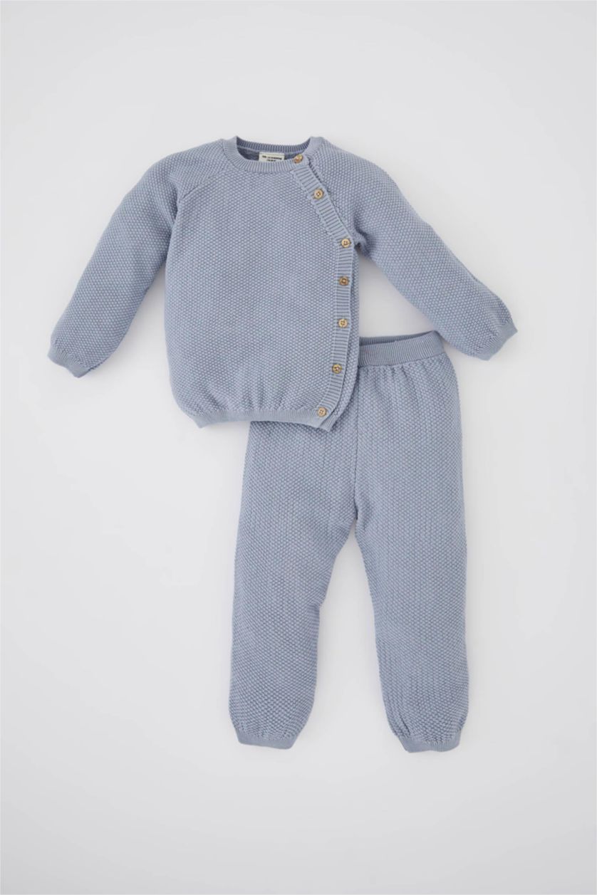 Erkek Bebek Açık Mavi Erkek Bebek Kazak Pantolon Triko Takım