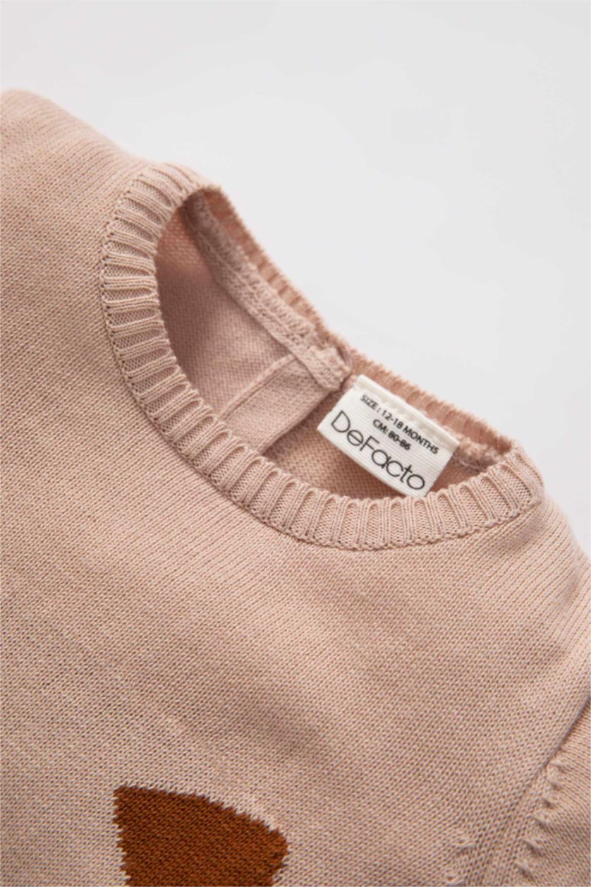 BABY GIRL Beige Cotton Regular Fit Crew Neck Jumpsuit