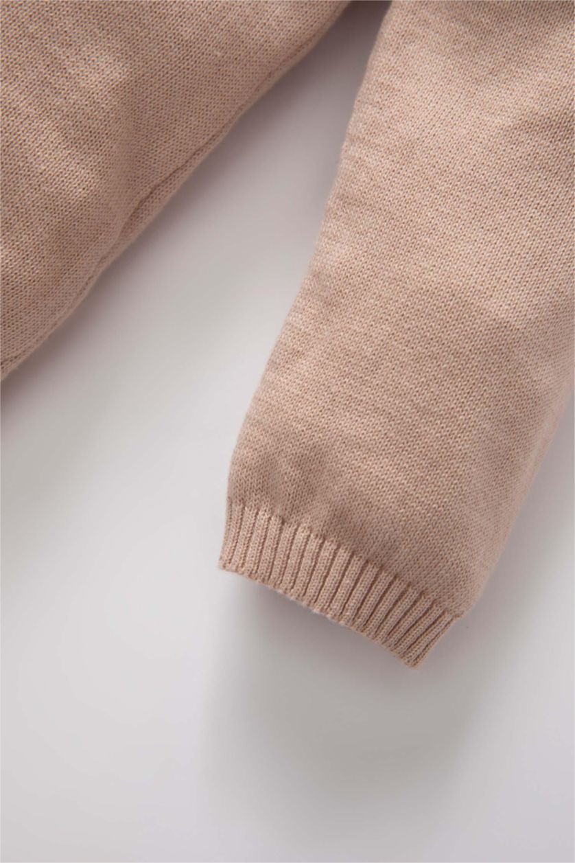 BABY GIRL Beige Cotton Regular Fit Crew Neck Jumpsuit