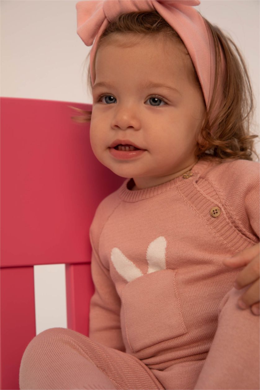 طفلة صغيرة وردي طقم بناتي بيبي قطن بياقة مستديرة من قطعتين