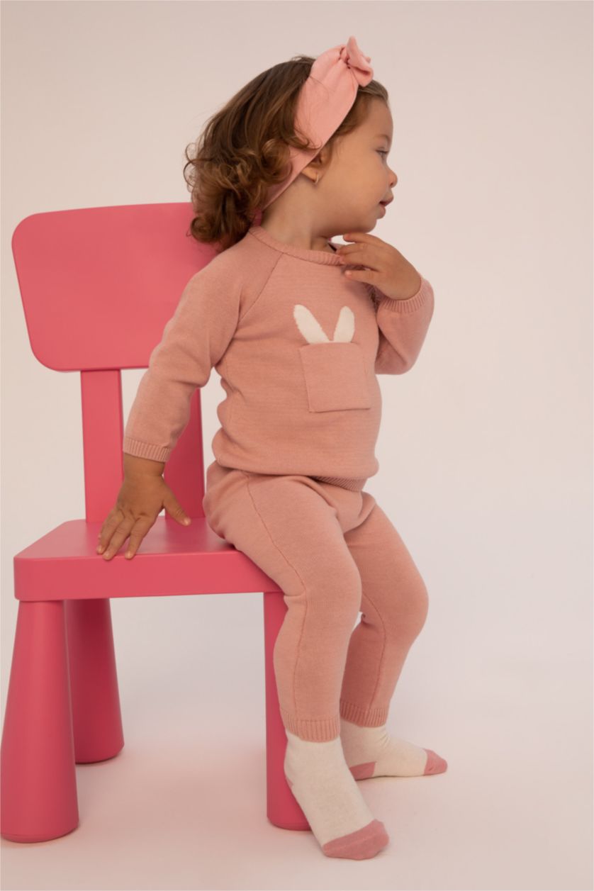 طفلة صغيرة وردي طقم بناتي بيبي قطن بياقة مستديرة من قطعتين