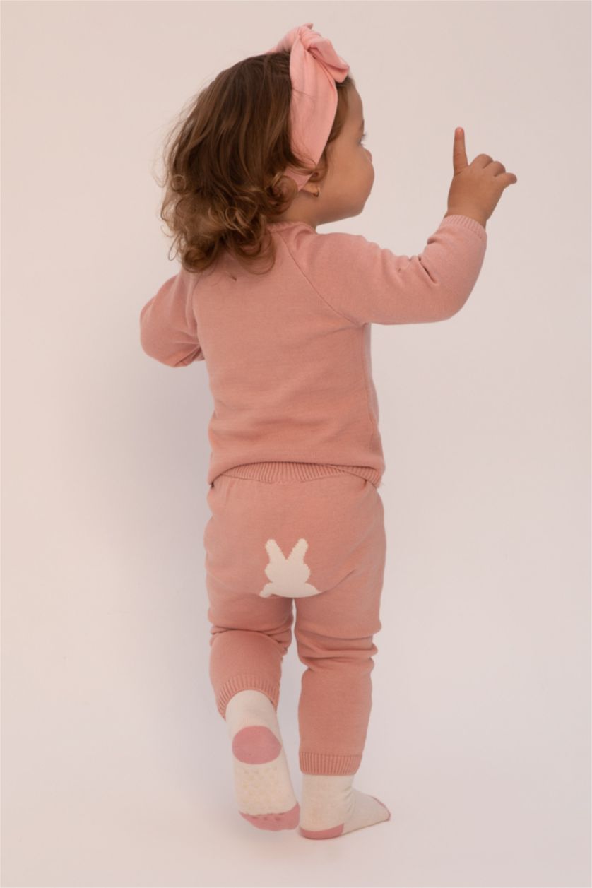 طفلة صغيرة وردي طقم بناتي بيبي قطن بياقة مستديرة من قطعتين