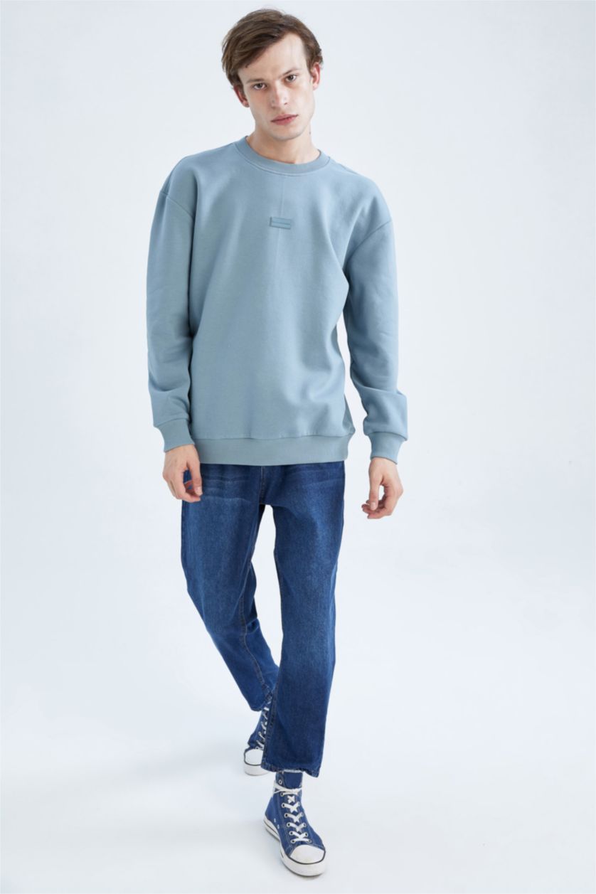 MAN Blue Boxy Fit Long Sleeve Sweatshirt