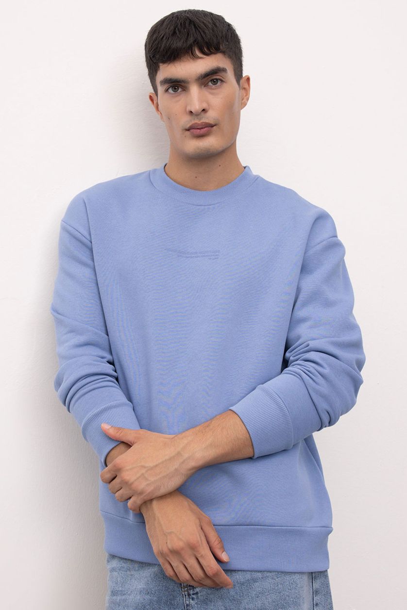 Men Blue Boxy Fit Sweatshirt