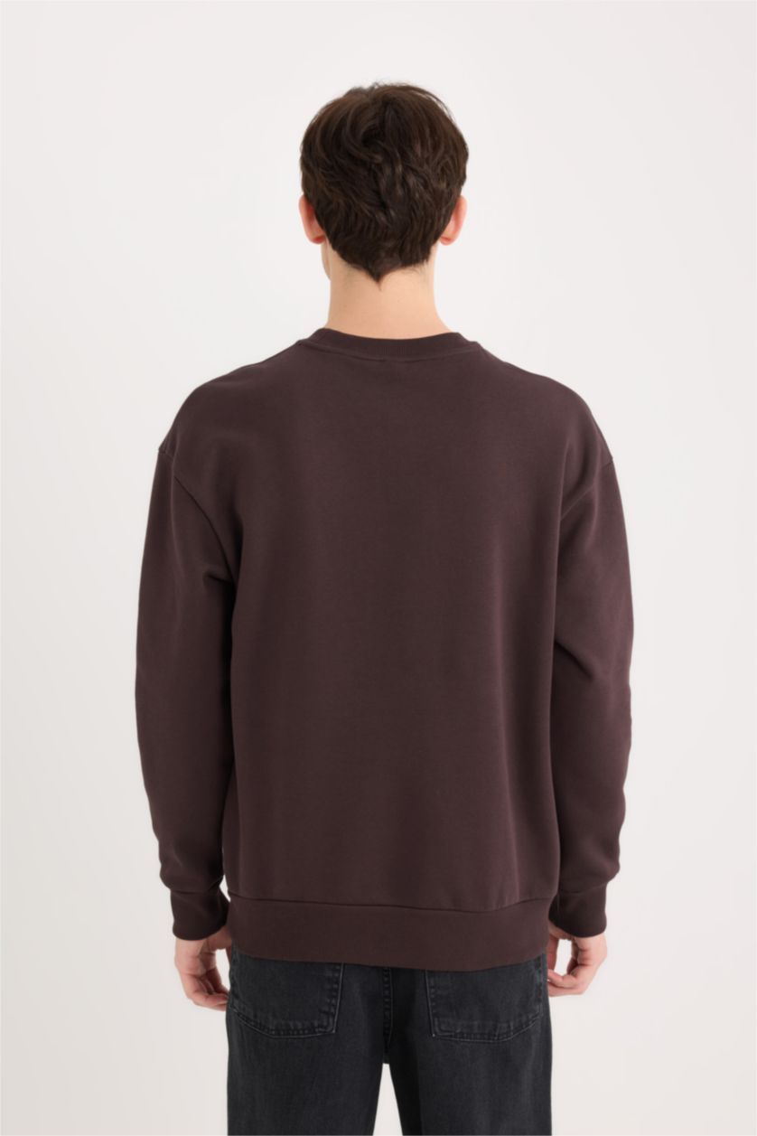 Erkek Kahve Boxy Fıt Sweatshirt
