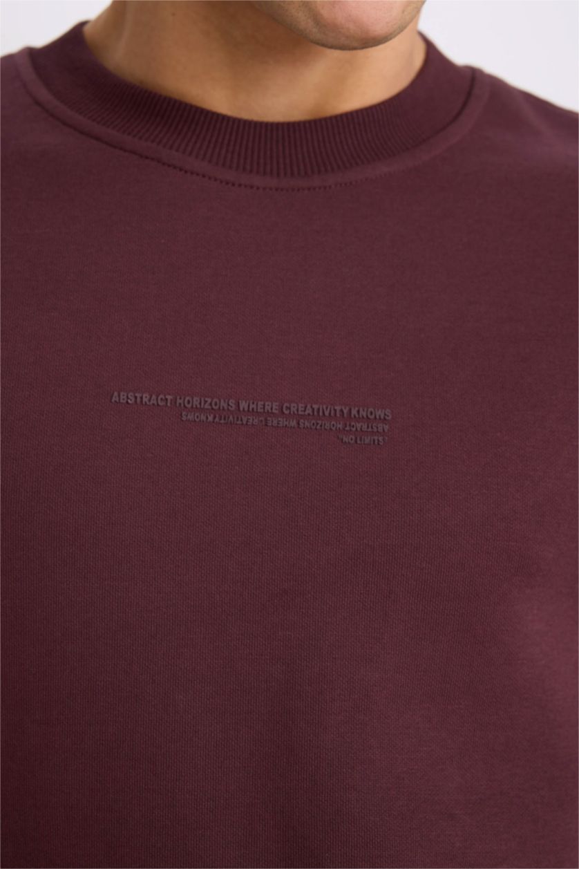 Erkek Koyu Bordo Boxy Fıt Sweatshirt