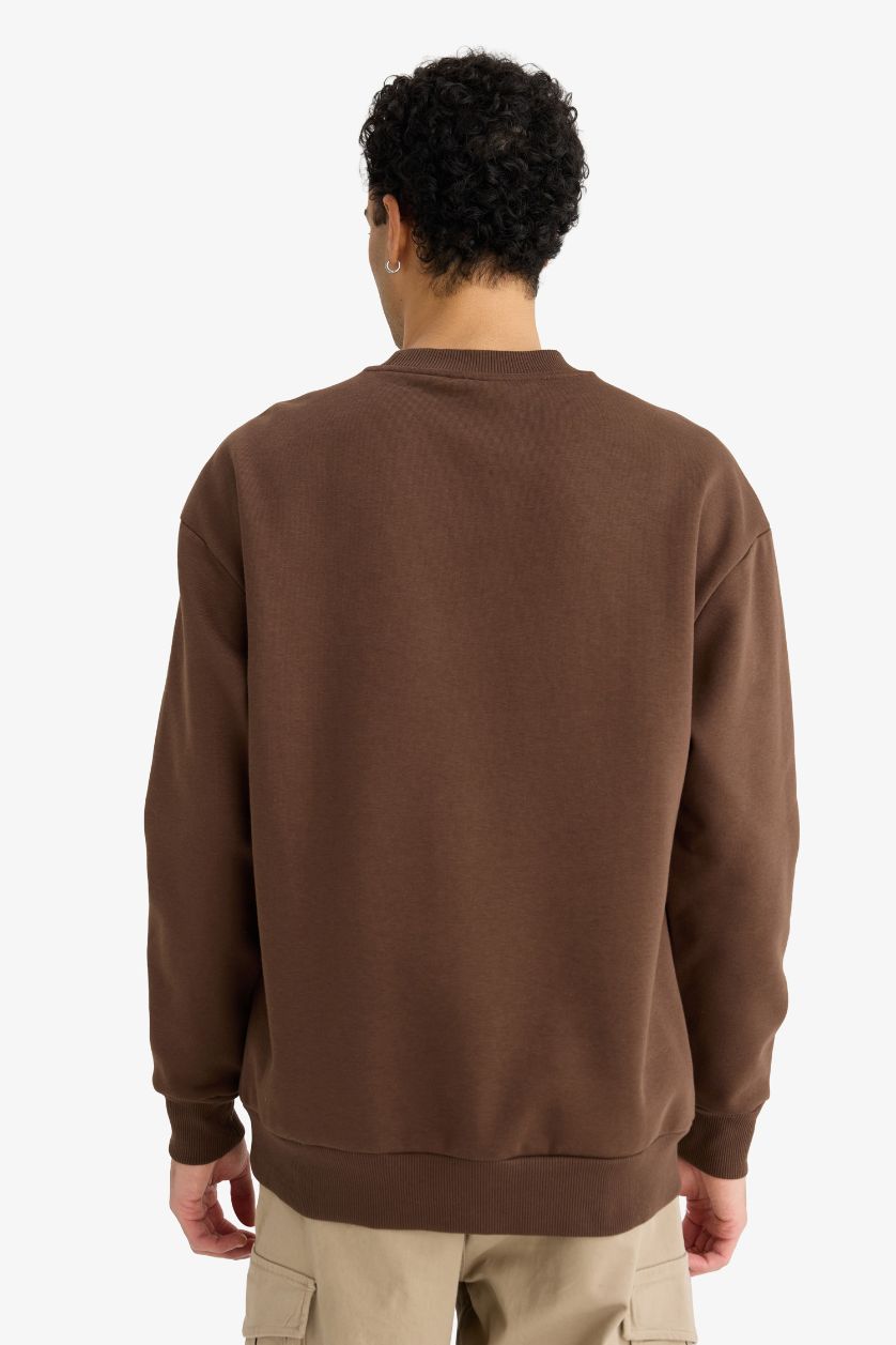 MAN Brown Boxy Fit Printed Long Sleeve Sweatshirt