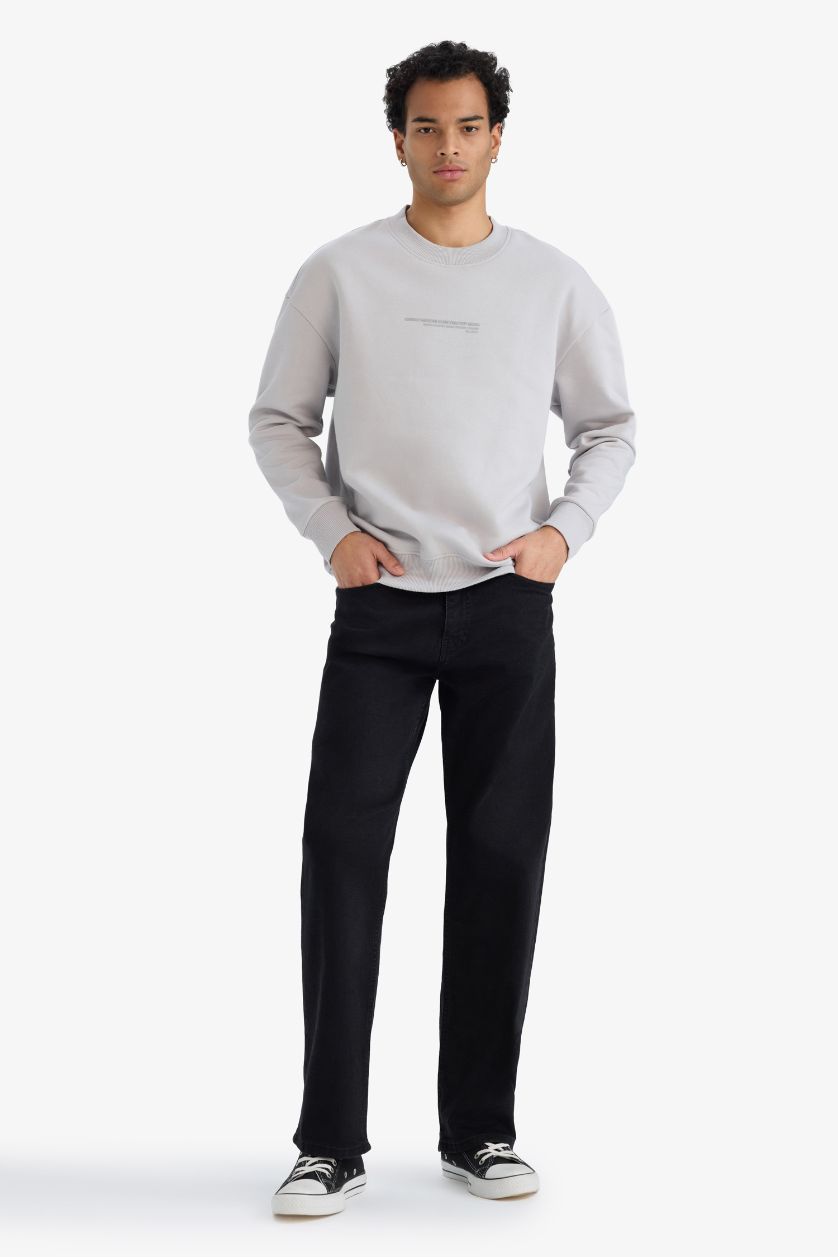 MAN Light Grey Boxy Fit Printed Long Sleeve Sweatshirt