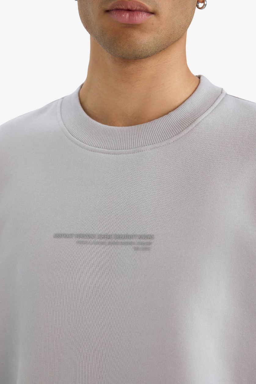 MAN Light Grey Boxy Fit Printed Long Sleeve Sweatshirt