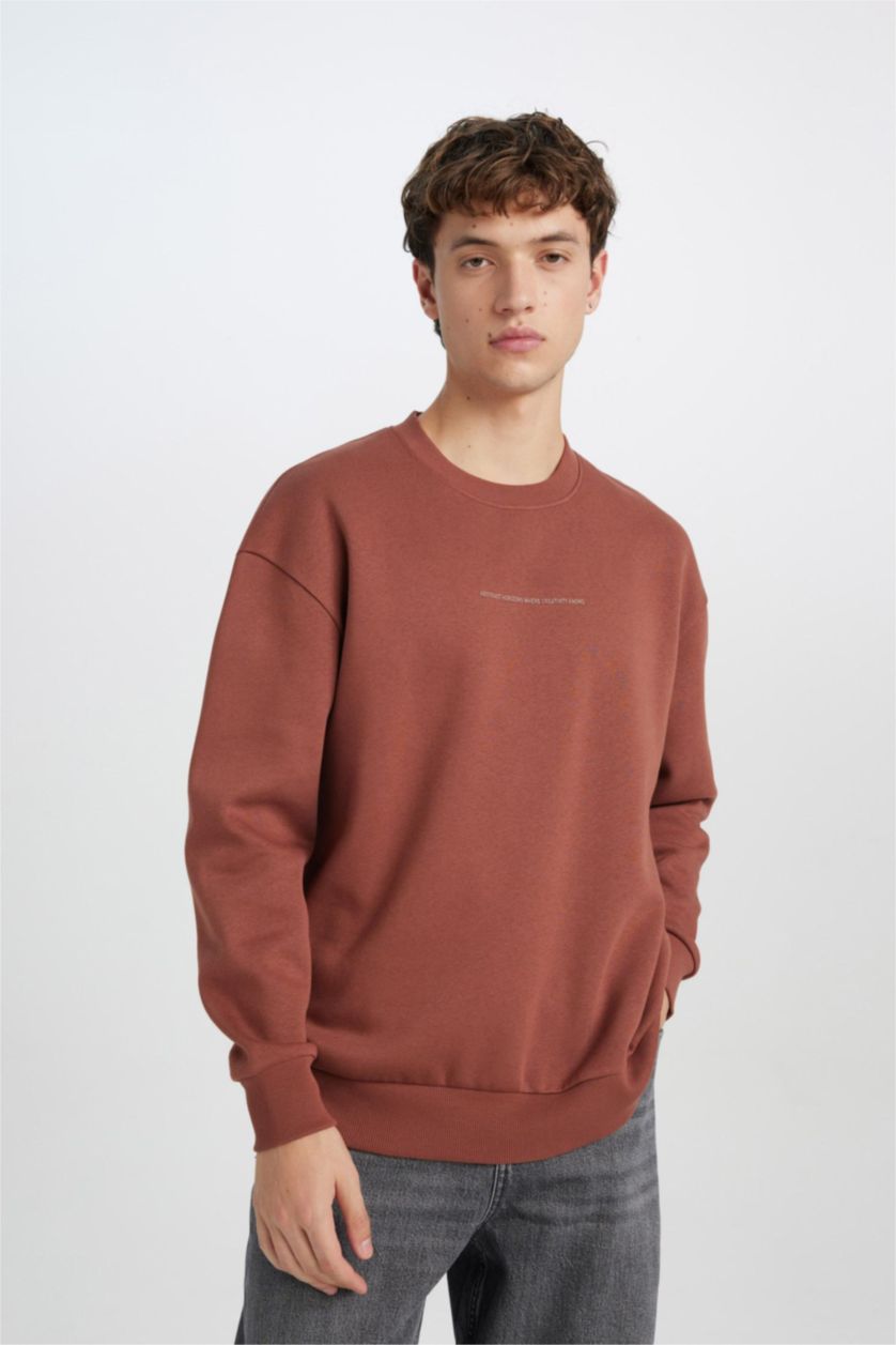 رجالي بني سويت شيرت أوفر سايز