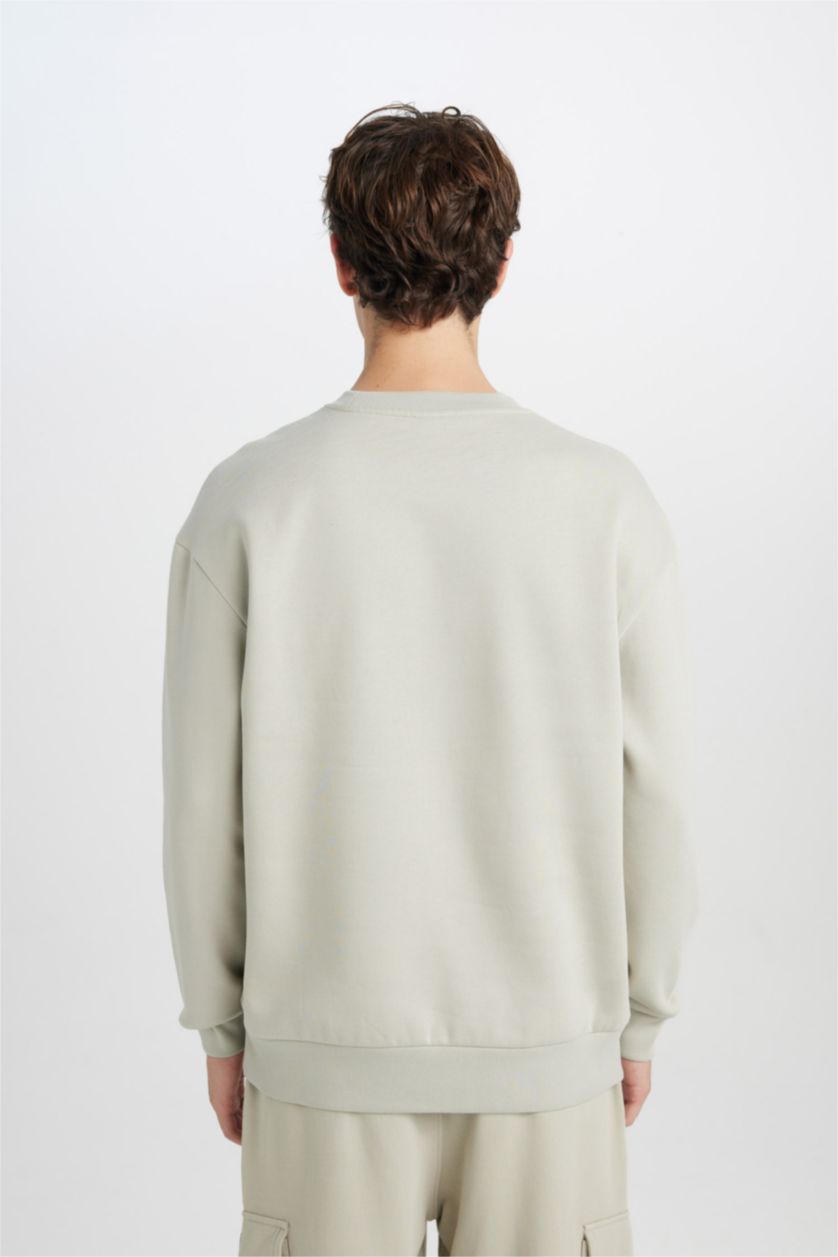 رجالي كاكي فاتح Boxy Fit Sweatshirt